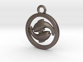 Pisces in Polished Bronzed Silver Steel