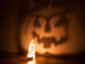 In the shadows - A Halloween Pumpkin Projection  in White Natural Versatile Plastic