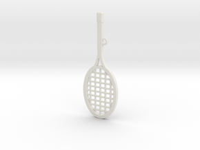 Tennis Racket Pendant in White Natural Versatile Plastic