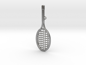 Tennis Racket Pendant in Natural Silver