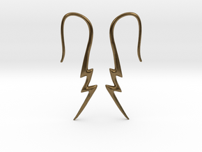 Lightning Bolt Earrings - 16g in Natural Bronze