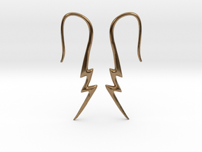 Lightning Bolt Earrings - 16g in Natural Brass