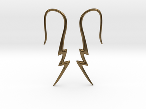 Lightning Bolt Earrings - 14g in Natural Bronze