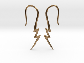 Lightning Bolt Earrings - 14g in Natural Brass