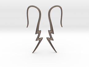 Lightning Bolt Earrings - 14g in Polished Bronzed Silver Steel