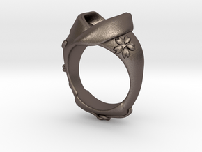 KIMONO RING Frame in Polished Bronzed Silver Steel