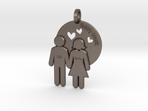 Wedding Present Pendant husband and wife in Polished Bronzed Silver Steel