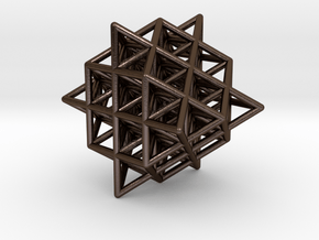 Isometric Vector Matrix - 64 Tetrahedron Grid  in Polished Bronze Steel
