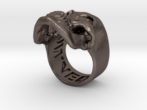 =Epic= Skull Ring - Size 14 in Polished Bronzed Silver Steel