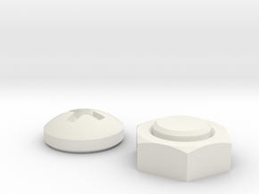 Nut & Screw shaped magnets (set of 2) in White Natural Versatile Plastic