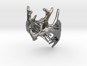 (Size 8) Moose Antler Ring in Fine Detail Polished Silver