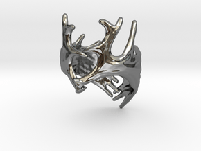 (Size 9) Moose Antler Ring in Fine Detail Polished Silver