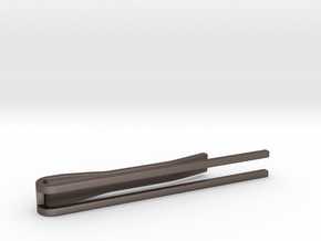Minimalist Tie Bar - Parallels in Polished Bronzed Silver Steel