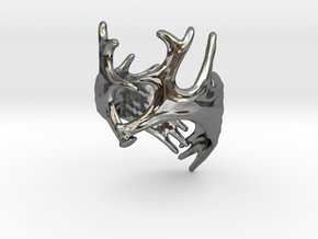 (Size 14) Moose Antler Ring in Fine Detail Polished Silver