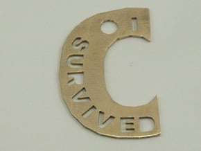 I Survived The Big C Pin/Pendant/Fob, Cut-Through in Natural Bronze