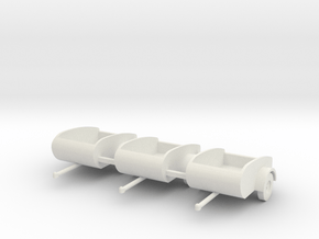 Tear Drop trailers HO scale X3 in SWF in White Natural Versatile Plastic