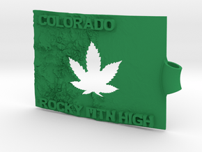 Colorado Marijuana Key Fob in Green Processed Versatile Plastic