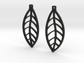 LEAF Earrings SMALL in Black Natural Versatile Plastic