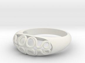 Ring of Waves (Size 7) in White Natural Versatile Plastic