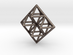 Octahedron Pendant in Polished Bronzed Silver Steel