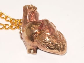 Human Heart Pendant in Natural Bronze