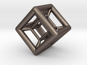 Hypercube Pendant in Polished Bronzed Silver Steel