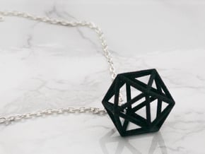 Icosahedron Pendant in Black Natural Versatile Plastic