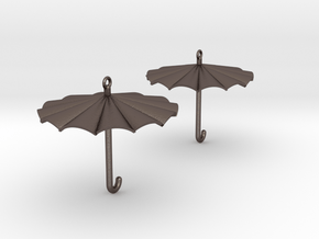 Umbrella Earrings in Polished Bronzed Silver Steel
