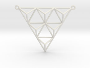 Tetrahedron Pendant 2 in White Natural Versatile Plastic
