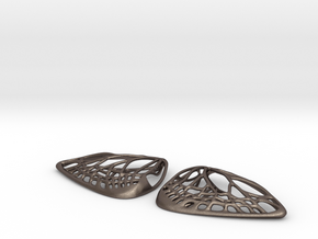 Metal Butterfly Earrings (L) in Polished Bronzed Silver Steel