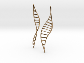 DNA Leaf Earrings in Natural Brass