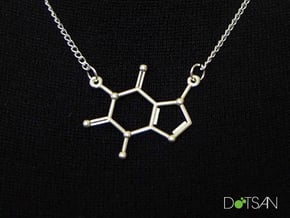 Caffeine Molecule Pendant or Earing in Natural Silver