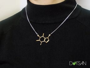 Caffeine Molecule Pendant or Earing in Natural Brass