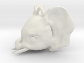 Baby Elephant Pendant in White Natural Versatile Plastic