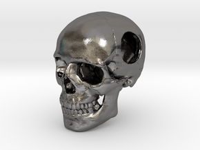 18mm .7in Bead Human Skull Crane Schädel че́реп in Polished Nickel Steel