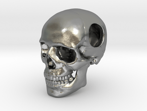 18mm .7in Bead Human Skull Crane Schädel че́реп in Natural Silver