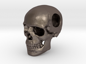 18mm .7in Bead Human Skull Crane Schädel че́реп in Polished Bronzed Silver Steel
