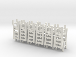 Ladderback Chairs HO Scale X12 in White Natural Versatile Plastic