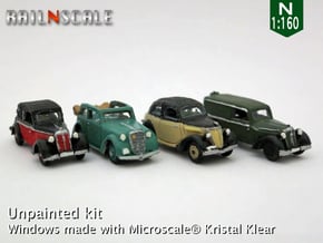 German 1930s cars (SET B) N 1:160 in Tan Fine Detail Plastic