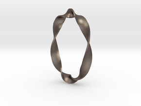 Twisted Rectangle in Polished Bronzed Silver Steel