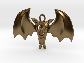 Little Toothy Fun Bat Pendant in Polished Bronze