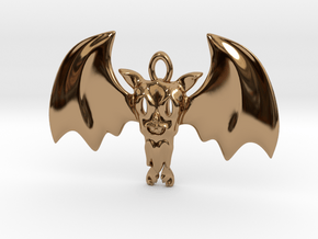 Little Toothy Fun Bat Pendant in Polished Brass
