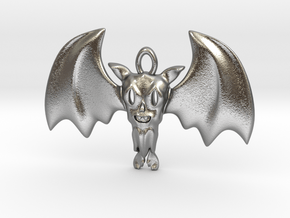 Little Toothy Fun Bat Pendant in Natural Silver