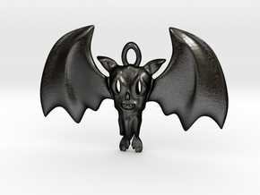 Little Toothy Fun Bat Pendant in Matte Black Steel