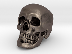 Jack-o'-lantern skull from CT scan, full size in Polished Bronzed Silver Steel