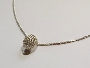 Fencing Mask Pendant in Natural Silver