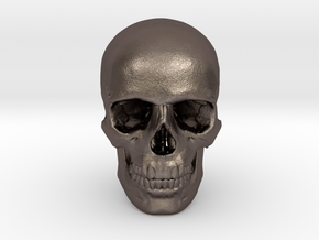 25mm 1in Human Skull Crane Schädel че́реп in Polished Bronzed Silver Steel