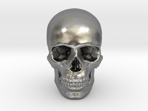 25mm 1in Human Skull Crane Schädel че́реп in Natural Silver