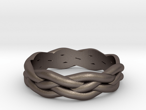 Braided Ring 6 L½ (other sizes available) in Polished Bronzed Silver Steel