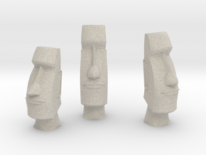 3 Easter Island statues (1:160) in Natural Sandstone